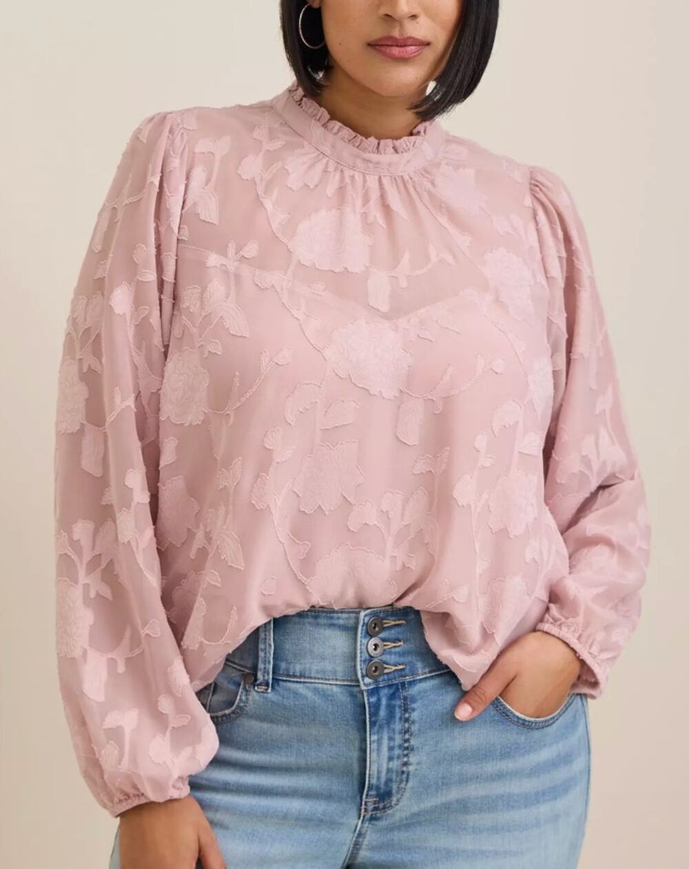 TORRID Chiffon Clip Floral Bubble Hem Blouse Size 00 M 10
